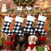 Calze natalizie regali di Natale sacchetti di caramelle rosse calze a quadri ornamenti Ornamento felice anno nuovo decorazioni per la casa