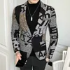 Brevtryck ull ull blazer män vinter män blazer casual kostym jacka smal fit fest klubb bröllop social blazer homme 220514