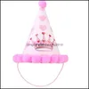 Chapeaux de fête Fournitures de fête Maison Jardin Chapeau d'anniversaire pour animaux de compagnie avec serviette de bouche Anniversaires de chiens Casquettes en papier Couronne imprime Animaux 9My E1 Drop Delivery