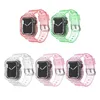 Clear Glitter Watch Case Strap för Apple Watch Bands 41mm 45mm 44mm 40mm Women Armband Armband Iwatch 7 6 5 4 Watchband Accessories