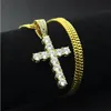 Pendant Necklaces Piece Necklace Men Square Crystal Zircon Small Diamond Gift Out Of Copper Rhinestone Cuban Chain CrossPendant