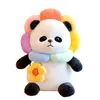 Nouveau dessin animé soleil fleur panda en peluche poupée sac à dos pandas poupées cadeau pour enfants