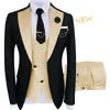 Ternos masculinos Blazers estilo moda helicóptero smoking masculino boutique elegante cavalheiro masculino vestido de 3 peças de luxo vestido de noiva de hóspedes