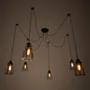 Kolye lambalar kollar vintage endüstriyel nordic avizesi edison ampul loft retro tavan lambası örümcek kapalı sanat ışıkları yemek lambası