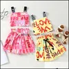 Roupas conjuntos infantis garotas roupas infantis topsandlove letra shorts de impressão 2pcs/set butique de moda de verão mxhome dh7tj
