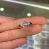 Cluster Rings Fashion Silver Gemstone Wedding Ring for Woman 4 6mm Flawless Natural Tanzanite Solid 925 Ringcluster