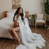 Vestido de maternidade para sessão de fotos 2022 Vestidos de baile de noiva Tule tule manga comprida vestidos de noite vestido de novo de novia