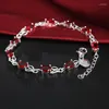 Charme Bracelets De Luxe Rouge Cristal 925 Timbre Bracelet En Argent Pour Femme Marques De Mode Noble Bijoux Fête De Mariage Accessoires CadeauxCharm Lar