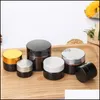 5G 10G 15G 20G 30G 50G Empty Amber Glass Jars Face Cream Bottle Containers With Inner Liners And Gold Sier Black Lids Drop Delivery 2021 Pac