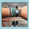 L￤nkkedja armband smycken handgjorda rep mtilayer v￤vt v￤nskap vax tr￥d str￤ng justerbar fl￤tad armband droppleverans 2021 igeer