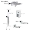 Chrome Rainfall Badrum Duschkranuppsättning dold duschsystem rotera badkar duschblandare kran 2/3 sätt kran mixerventil