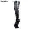 Sorbern Heelless Over The Knee Boots For Women Crossdresser Platform Boots Thigh High Hidden Heel Fetish Plus Size Shoe Custom