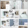 Krokar skenor lim mti-purpose väggmonterad mopp arrangör hållare rackbrush kvast hängare krok kök badrum stark dropp leverans 2021