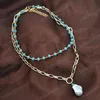 Glass Beads Crystal Choker Necklace For Women Bohemian Statement Pearl Turquoises Pendants Collares Beach Jewelry