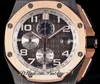 RSF 44mm A3126 Automatic Chronograph Mens Watch Two Tone 18K Rose Gold Bezel Black Ceramic Case Textured Dial Number Markers Rubbe269O