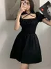 SUCHCUTE Mini abito gotico da donna con volant Estate Vintage Dark Party es anni '90 Estetica Slim Elastico in vita Clubwear 220521