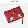 2021 Red Women Wallets High Quality Short Card Holder Small Wallet Female Purse Zipper Coin Holder Pink Leather Wallets for Girl AA220316