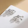 Crystal Front Back Double Side Stud Earring For Women New Design Gold Color Geometric Jackets Piercing Jewelry Earing Pendientes