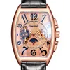 손목 시계 Frank 같은 디자인 한정판 가죽 투어 빌론 기계식 시계 Muller Mens Tonneau 최고 남성 선물