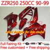 Body Kit For KAWASAKI NINJA ZZR250 ZZR-250 90 91 92 93 94 95 96 97 98 99 Bodywork 16No.10 ZZR 250 CC 1990 1991 1992 1993 1994 1995 1996 1997 1998 1999 OEM Fairing gloss red