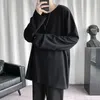 Hybskrr Spring Mäns Oversized T-shirt Solid Färg Grundläggande T-shirt O Neck Långärmad Tshirts Koreanska Kvinnor Man Casual Tees 220325