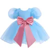 Robes de fille fête d'anniversaire princesse robe pour filles infantile dentelle enfants demoiselle d'honneur fille bébé couleur unie vêtements