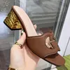 G Sandals gglies Interlocking Rubber Leather Designer Women Mid-heel Slippers Cut-out Sole Solid Color Slide C7WO