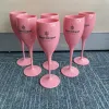 Casas de vino de plástico rosa para fiesta para niñas Boda Drinkware Unbreakable White Champagne Flautas Flautas acrílicas Copas elegantes2406559