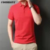 COODRONY Marca di Alta Qualità Estate Classico Colore Puro Casual Manica Corta In Cotone Polo-Shirt Da Uomo Slim Morbido Abbigliamento Fresco C5200S 220621