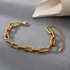 Link Bracelets Chain High-Quality Niche Trend Waterproof And Anti-Fading 18K Real Gold-Plated Stainless Steel Ladies Bracelet 2023 Raym22