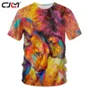 Moda homem o pescoço tshirt 3d colorido leão engraçado tshirt streetwear mens camiseta halloween oversized tracksuit 220623