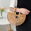 Вечерние сумки Summer Vintage Bamboo Weave Женщины справляйтесь с сумкой ручной тканой сумочка для богемии каникулы пляжный пляж Kintted