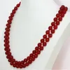 Handsträngar knutna halsband 10mm runda naturliga smycken röd jade 33 tum modesmycken