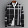 Men's Jackets Autumn Men Jacket Baseball Collar Business Slim Casual Outerwear Plaid Trend Zipper Coats Work Clothes Tops