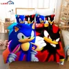 Set copripiumino Sonic del fumetto 3D Set biancheria da letto federa Set bambini Baby Bambini Principessa Regalo Ragazze Biancheria da letto singola Queen King Size