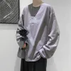 Fall Långärmad T-tröja Mode Loose Ulzzang Print Tops Hip Hop Oversized T-shirts Män Kläder Koreanska Stil Kläder 220315