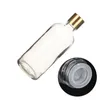Стеклянная бутылка пустое прозрачное круглый плечо золотой алюминиевая крышка с переносной косметической упаковкой.