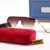 2022 Designer Solglasögon för kvinnor Stor ram One-Piece Metal Glasses UV400 Anti-UV Glasses Glasögon Disolorering Sommar Presentramar Sunglass Glasögon med låda