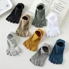 Chaussettes pour hommes cinq doigts hommes Silicone anti-dérapant coupe basse cheville bateau hommes mâle couleur unie été Invisible pas de chaussette