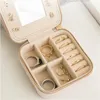 Velvet Travel Jewelry Box Packaging Display Organizer Zipper Jewellery Case Wedding Gift Boxes with Mirror for Women