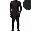 Африканский мужской костюм с воротником-стойкой, нерегулярный приталенный деловой повседневный костюм для мужского жениха, шафера, свадебные костюмы, блейзер, брюки L220702