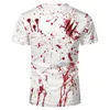 Halloween Party Sublimation Bleached T-Shirts Cotton Feel Heat Transfer Blank Bloody Shirt Bleach Polyester Shirts A02