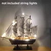 Decorative Objects & Figurines Selling Wooden Sailing Creative Ship Mediterranean Style Home Desktop Ornament Handmade Carved Nautical Boat