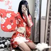 Vêtements de nuit pour femmes Kimono japonais Sexy Femmes Harajuku Peignoir Robes Lingerie Top Yukata Imprimer Robe de bal Sakura Geisha Obi FloralFemmes