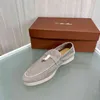 Designer-Suede Leather Mens Loro Walk Shoes Luxury Sneakers Nubuck Lock Designer Flats Slip-on Dress Shoe Large 220714