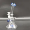 6,4 "Blue Glass Water Pipe Hookah Recycler Bong Smoking Tobacco Dry Herb Bägare Ice Catcher 14mm Man Bowl