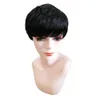 Krótka prosta maszyna wykonana peruki z grzywką Brazylijska Virgin Pixie Cut Natural Human Hair Peruki dla czarnych kobiet