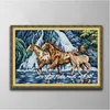 3 in 1 tiger horse DIY cross stitch Embroidery Tools Needlework sets counted print on canvas DMC 14CT 11CT cloth