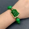 Fili di perline Braccialetto di giada verde Buddha intagliato Braccialetti con ciondoli Gioielli religiosi Perline Lars22