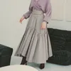 Kuzuwata Herbst Winter Frauen Jupes Japanischen Design Hohe Taille Schärpen Plissee Mujer Faldas Schaukel Unregelmäßige Puffy Röcke 220322